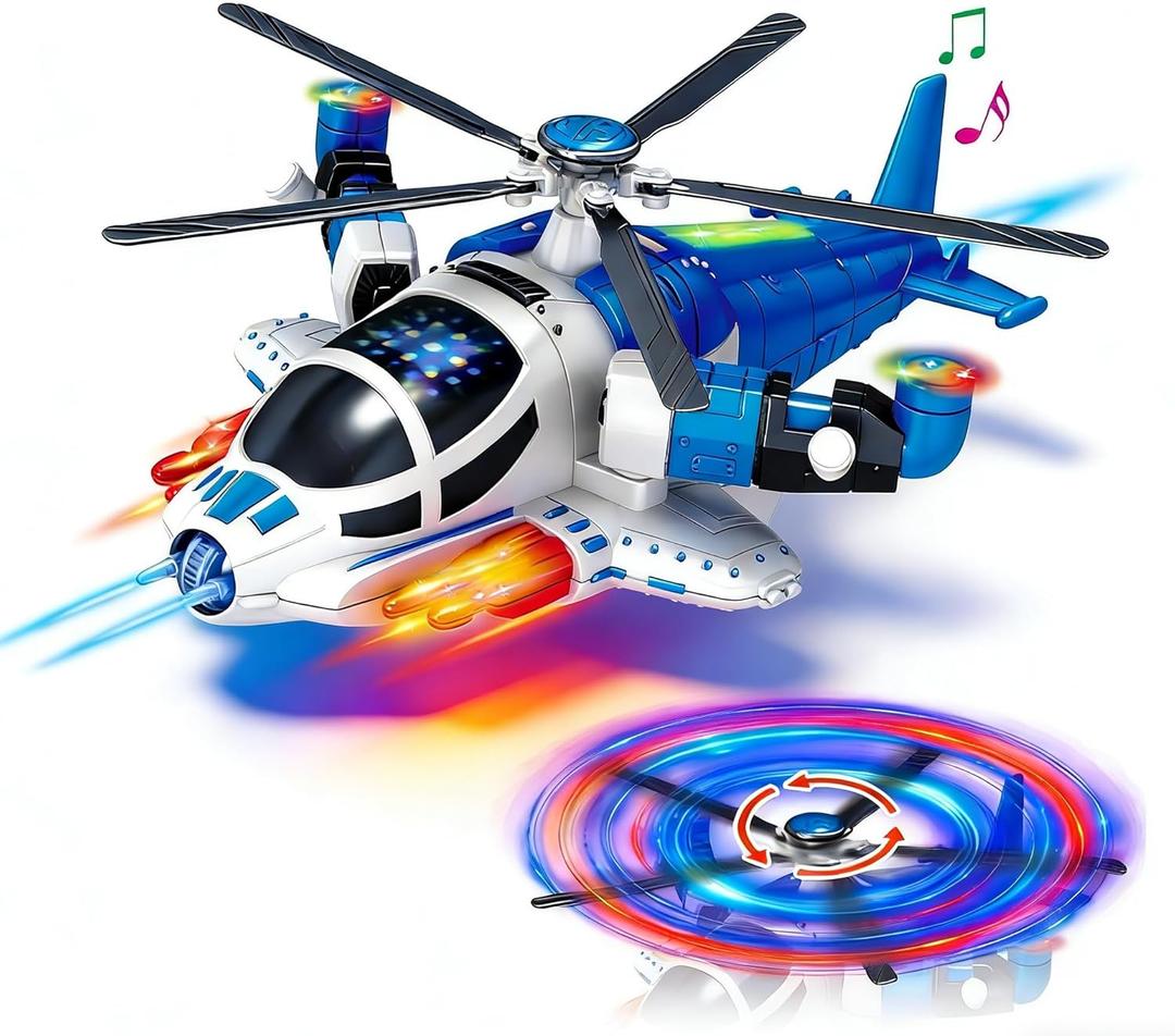Helicopter Toy for Kids,Boys with Lights and Sounds, Kids Play Airplane, 360Freedom and Operated Automatic Plane,Airplane Toys for 3 4 5 6 Year Old Up Toddler Boys Girls Birthday Party Favors(Blue)