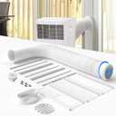 Portable Air Conditioner Window Vent Kit with 80" Length, 5.9" Diameter Exhaust Hose, 15Pcs Universal PVC AC Window Slide Seal with 6 Panel(17" to 95") for Horizontal&Vertical Windows