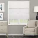 CHICOLOGY Cordless Roman Shade for Windows & French Doors, Ridgewood Ultra White, Privacy + Light Filtering Linen Look Fabric w/White Liner, True to Size, Inside/Outside Mount, 48" W x 72" H