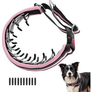 Martingale No Pull Dog Collar for Large Medium Small Dogs, Heavy Duty Nylon Adjustable Reflective Anti Pull Slip Collar with Buckle for Training Walking Hunting, S (11"-15" Neck, 1" Wide), Pink