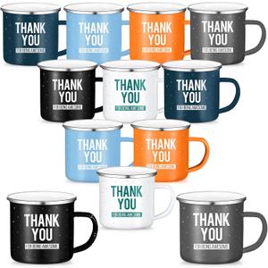 Sieral 12 Pcs Employee Appreciation Gift for Coworkers, Bulk Employee Thank You Gifts, Office Appreciation Gifts 12 oz Coworker Coffee Mugs Thank You for Being Awesome Enamel Mugs (Fresh Color)