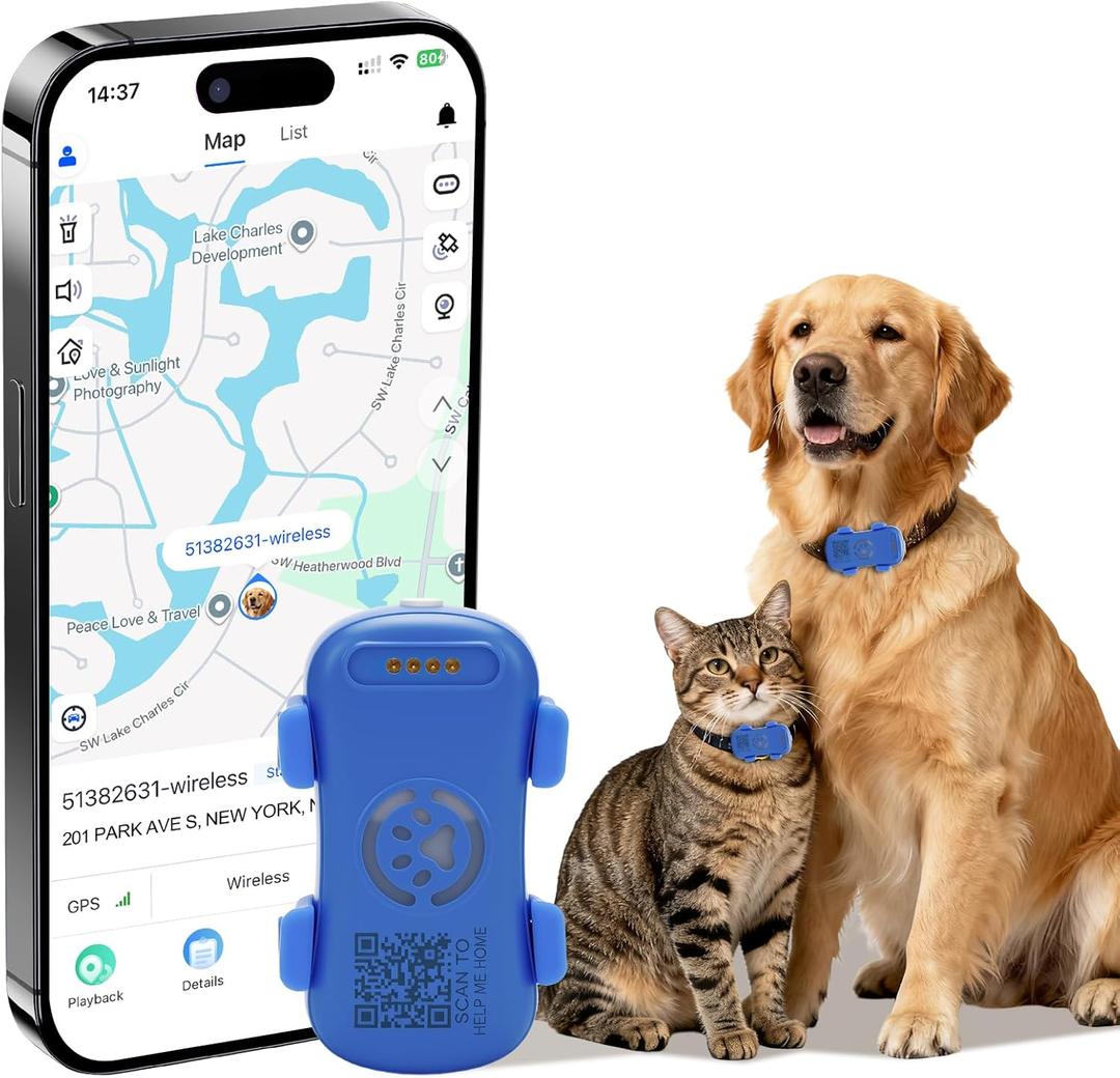 GPS Tracker for Dogs & Cats Pet GPS Location Tracker with Smart Alerts & Location History Geo-Fence Real-Time Waterproof iOS & Android Subscription Required 5-Day Free Trial