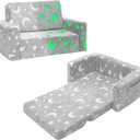 SLIGUY Kids Chair, Toddler Couch, Fold Out Sofa Chair, Toddlers Convertible Sofa to Lounger Pull Out Couch, Glow in The Dark Sofa Chair for Boys and Girls Large (Grey)