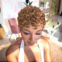 Pixie Cut Wigs for Black Women, Dark Brown Short Layered Curly Human Wigs With Bangs 150% Density Wear Go Glueless Wig for Daily Natural Looking(#4, 6 inch)