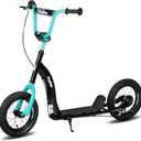 JOYSTAR Kick Scooter for Kids 5+ Teens & Youth, Lightweight Kids Scooter with Adjustable Handlebar, 2 Wheel Scooter for Boys & Girls, 12" Inflatable Wheels Rear Drum Brakes