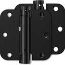 Luxbaro 2 Pack Self Closing Door Hinges 3.5 Inch, Matte Black Spring Loaded Hinges with 5/8'' Radius Corners, Adjustable Tension for Garage, Front Door, for Left and Right Hand Door, UL Listed