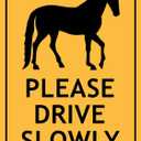 Horses Please Drive Slowly Sign Metal Tin Sign 12x16 Inches