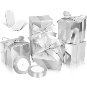 Silver Gift Boxes 5x5x5, 30 Pack Paper Gift Boxes with Lids for Gift, Bridesmaid Proposal Box, Cupcake Boxes, Gift Box for Wedding, Birthday, Groomsmen Proposal, Gifts, Packaging, Present