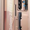 for Samsung Galaxy Z Fold 7 Case, Built-in Card Holder & Hinge Protection & Sliding Camera Lens Cover & Screen Protector, Rugged Heavy Duty Protective Phone Case for Z Fold 7 2025, Rose Gold