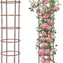 1 Pack 7Ft Heavy Duty Metal Garden Obelisk Trellis for Climbing Plants, Rust-Resistant Steel Vine Support Bird Finial for Rose Clematis, Potted Flowers Stand Indoor Outdoor Decor (Rose Gold)