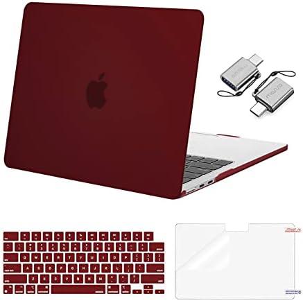 MOSISO Compatible with MacBook Air 13 inch Case M5 2026 M4 2025 M3 M2 2024-2022 A3449 A3240 A3113 A2681, Hard Shell&Keyboard Cover&Screen Film&Type C for MacBook Air 13.6 inch Case, Burgundy