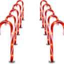 Candy Cane Lights - 10 Pack Candy Cane Pathway Lights, 10" Christmas Candy Cane Light Red, Outdoor Candy Cane Christmas Decor for Walkway, Driveway, Sidewalk, Garden, Xmas Path Stake Light Markers