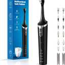 Tooth Polisher Rechargeable Teeth Whitening Kits for Teeth Daily Cleaning and Whitening Dental Polisher with 2 Set Polishing Brush Heads LED Light 5 Speed Modes Waterproof