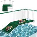 Adjustable Hanging Turtle Basking Platform with Artificial Grass 11 x 5.7 Inch Sturdy Acrylic Aquatic Reptile Ramp Dock Fits 0.3"-2" Thick Tank Salamander Frog Turtle Tank Accessories