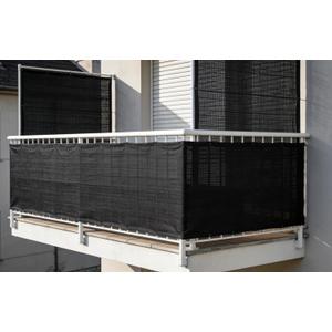 JUNFLYING 4x16 FT Balcony Privacy Screen 185GSM Heavy Duty HDPE, 90% Privacy Fence Cover, UV & Wind Resistant Outdoor Railing Shield for Deck, Patio, Apartment, Condo, Porch, Garden, Pool Area, Black