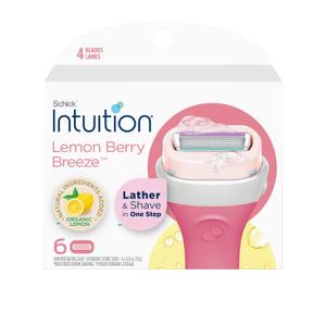 Schick Intuition Refill, Lemon Berry Breeze Razors for Women | Intuition Razor Blades Refill with Organic Lemon, 2 Count Razor Refills
