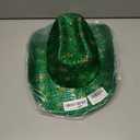 Christmas Cowboy Cowgirl Santa Hat Western Hat Gliiter Party Hat for Women and Men for Christmas Party Activity (Green)