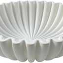 OAKOA Concrete Decorative Bowl - White Large Decorative Bowls for Home Decor - Coffee Table Bowl Decor - Scalloped Ruffle Centerpiece Bowl