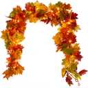 RECUTMS Artificial Maple Garland Fake Fall Leaves Faux Plastic Plant for Indoor Home Wedding Garden Hotel Autumn Harvest Halloween Wall Decoration