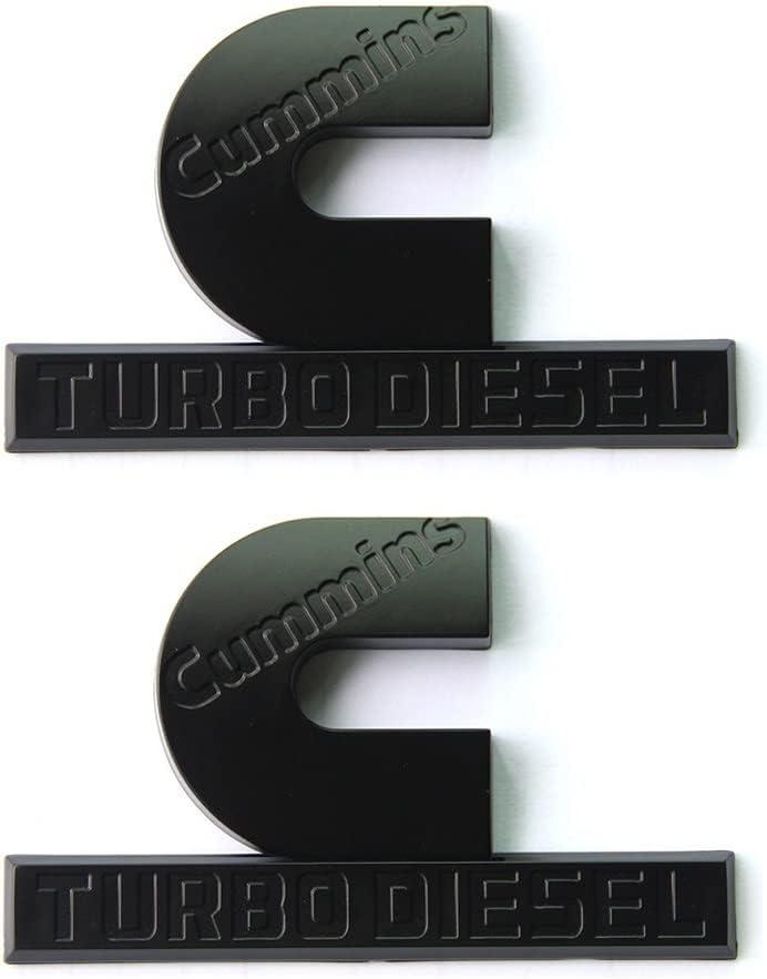 Yoaoo 2Pack OEM Black Cummins Turbo Emblem Badges Compatible with 2500 3500 Emblem Matte 4.5" by 2.9" inches