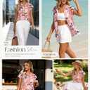 GRACE KARIN Floral Eyelet Spring Summer Tops for Women,2026 V Neck Dressy Casual Shirts,Boho Button Down Short Sleeve Blouses (XL)