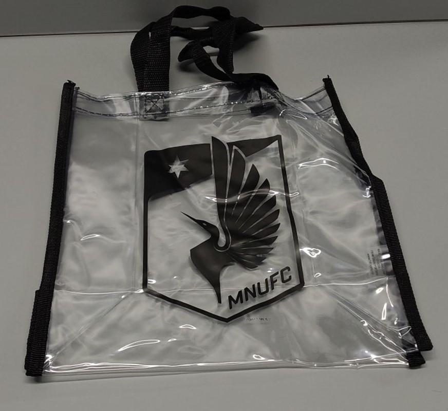 Small Tote Bag, Clear, Black Straps, 10 Pack