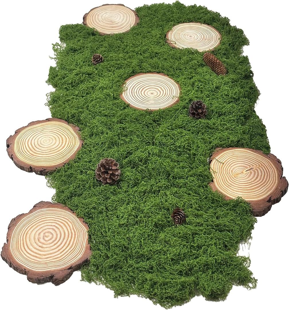 Wood Table Centerpieces for Tables Wood Slices and Moss Decor Enchanted Forest Decorations Fairy Birthday Party Decorations DIY Table Centerpieces Wood Centerpieces for Tables (1 Size(5″-5.5″))