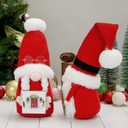 2 Pack Christmas Gnomes Decorations, Handmade Christmas Decor Gnome Gifts with Wooden Signs for Tiered Tray Table Hodiday Party Decor Christmas Elf Santa Ornaments Farmhouse