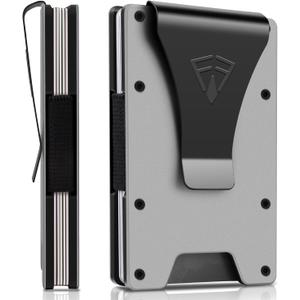 Slim Minimalist Wallet for Men with Money Clip - 15 Credit Card Holder RFID Wallet for Men - Front Pocket Mens Wallet with Compact Design - Easy to Access for Cards - Ideal Gift for Him(Matte Grey)