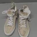 Obtaom Womens/Mens high top Canvas Shoes Play mid Calf Fashion Sneaker Casual lace up hi top Washed Canvas Shoes. Size 9