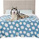 Lesure Waterproof Dog Blanket for Large Dogs - Washable Double Sided Dog Blankets with Warm Jacquard Shag and Soft Sherpa Fleece, Pet Cat Blanket for Queen Bed Protection, 3D Textured Cloud, Blue (Queen(86x90"), Cozy Clouds Blue)