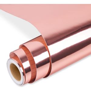 Prime Vinyl Permanent Vinyl, Chrome Rose Gold Vinyl Compatible with Cutting Machine - 12" x 10 FT Metallic Adhesive Roll for Cup, Decor Sticker, Home Decal