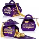 Spakon 30 Pcs Graduation Cap Gift Box Graduation Party Favors Candy Boxes Treat Box with Tassel Table Centerpieces Class of 2026 Grad Decorations(Purple, Gold)