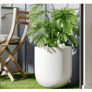 fuxuiwy 12 Inch Flower Pot Without Bracket with Drainage Holes Suitable for Indoor and Outdoor Decorative Planting (White Rectangle, 12 Inches)