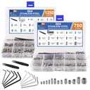  2000PCS Set Screws, 26 Sizes Metric & Sae Set Screw Assortment Kit, Allen Head Hex Socket Head Grub Screws for Bathroom Fixtures, Door Handles, 304 Stainless Steel (M3-M8, 1/8"-40 to 5/16"-18)