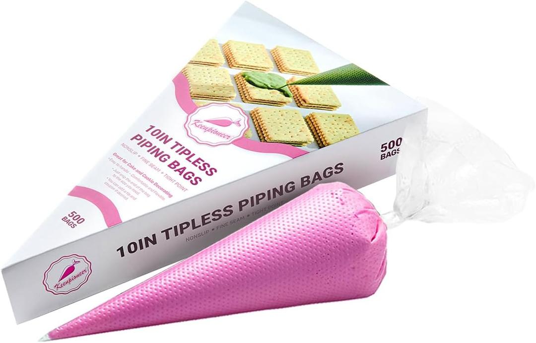 KEENPIONEER Disposable Piping Bags 10inch, 500 count (Pack of 500-10'', Clear)