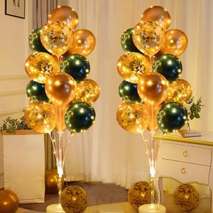 Balloon Column Stand Kit for Floor with String Light 2 Set Gold and Green Centerpieces Balloon Holder Decoration for Opening Adult Birthday Party Men Bachelor Party