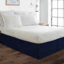 Comfort Beddings Bed Skirt King Size Blue 100% Cotton Blend Fabric, Premium Tailored Fit 1pc Bedskirt King Size 14" Drop Length Navy Blue Solid