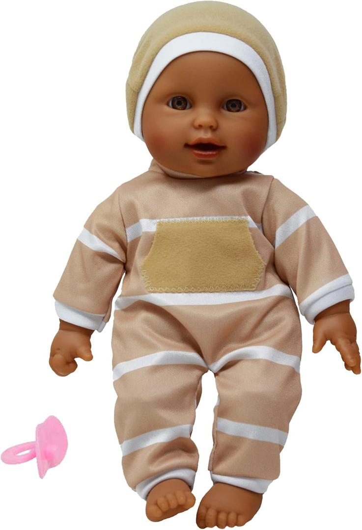 The New York Doll Collection 11 inch Soft Body Baby Doll in Gift Box - 11" Doll Toy for Kids, Boys, Girls and Toddlers - Baby Doll Pacifier Accessory Included (Beige Hispanic)