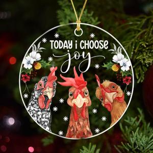 Today I Choose Joy Chicken Ornament  Funny Chicken Christmas Ornament for Tree, Gifts for Chicken Lovers & Farmers