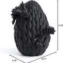 3D Dragon Egg - Easter Egg with Flexible Dragon Inside, Large 3D Printed Gift, Figurine Decor, Executive Desk Toy(12 Dragon, Black)