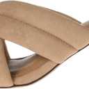 Amazon Essentials Women's Crossover Heeled Sandal with Padded Straps and Memory Foam Insole (12, Beige Faux Microsuede)