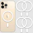 Metal Ring Compatible with MagSafe Sticker Designed for iPhone 12~17, Circle Magnetic Magnet Adapter Rings for Phone Case (White)
