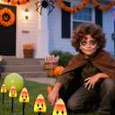 5 Pack Enchanting Candy Corn Pathway Lights Outdoor, UL Certified Plug-in Halloween Decorations, Whimsical Waterproof Yard Stakes for a Magical Trick-or-Treat Walkway & Festive Garden Party (Orange, Yellow, White)