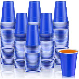 Lounsweer 100 Pack 16 Ounce Christmas Plastic Party Cups Disposable Heavy Duty Drinking Water Cups for Holiday Christmas Festival Wedding New Year Birthday Party Supplies(Blue)