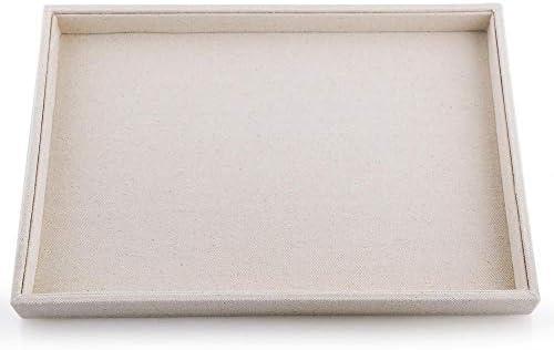 Oirlv linen Jewelry Display Trays Stackable Necklace Bracelet Ring Showcase Display Empty Plate(Pack of 1)