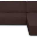 PureFit Super Stretch Sectional Couch Covers - 2 pcs Spandex Non Slip Sofa Covers with Elastic Bottom for L Shape Sectional Sofa Couch, Great for Kids & Pets3 Seat Sofa + 3 Seat Chaise, Chocolate