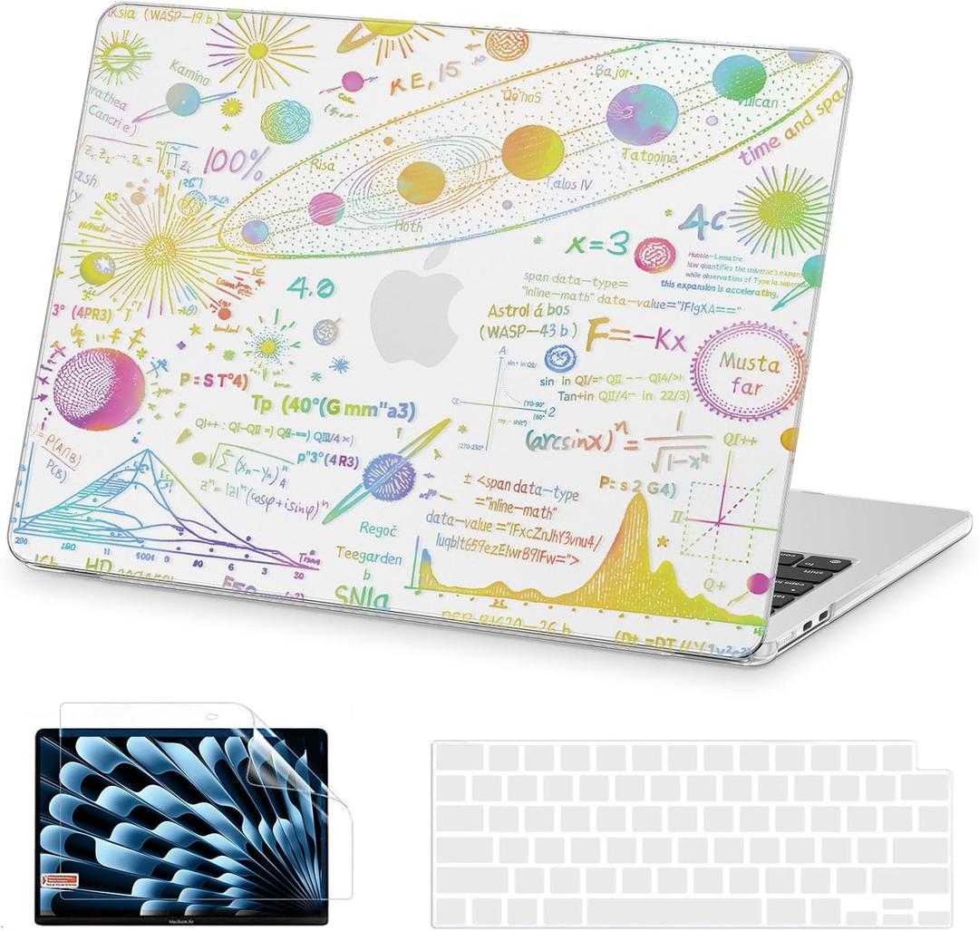 AKIT Compatible with MacBook Air 13 inch Case M5 2026 2025-2022 M4 M3 M2 A3449 A3240 A3113 A2681, Pattern Shell Laptop Case+Screen Protector+Keyboard Cover for MacBook Air 13.6 inch, Mystery Clear