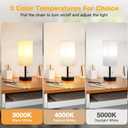 White Small Table Lamp for Bedroom - 3 Color Temperature 3000K 5000K 4000K Bedside Lamp, Pull Chain Control, USB A and C Charging Ports, Black Base, for Kids Office Dorm Nightstand, Bulb Included