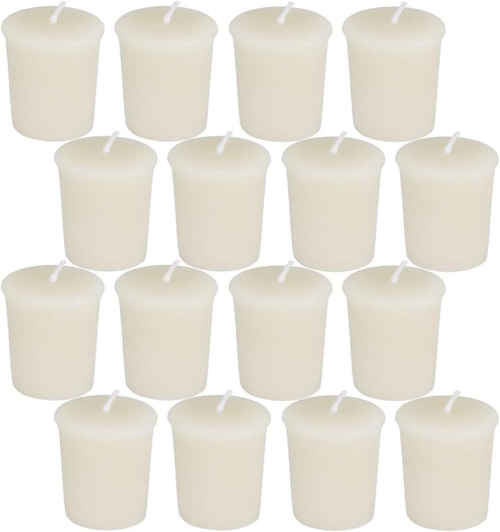 16PCS Pure Beeswax Votive Candles, Unscented, Naturally Lightly Honey Scented, 15 Hours Burn Time Each (White)